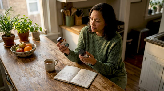 Woman comparing magnesium glycinate and citrate supplements