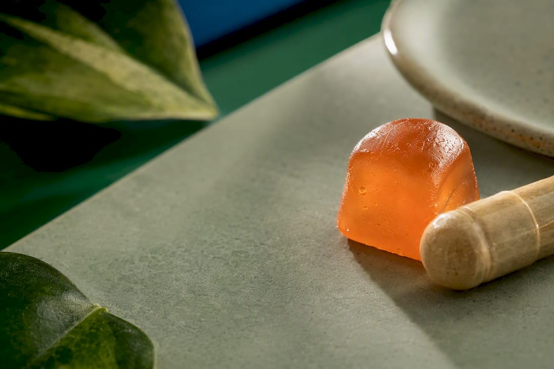 Anonymous gummy and capsule formats side by side