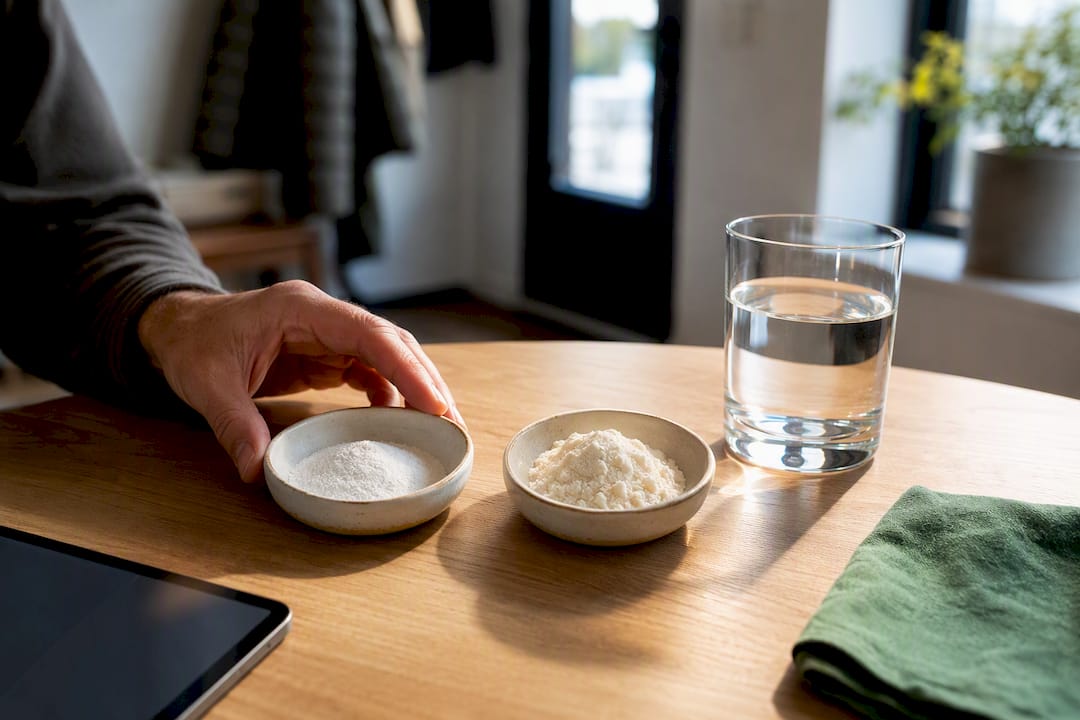 Measured creatine and collagen routine before work