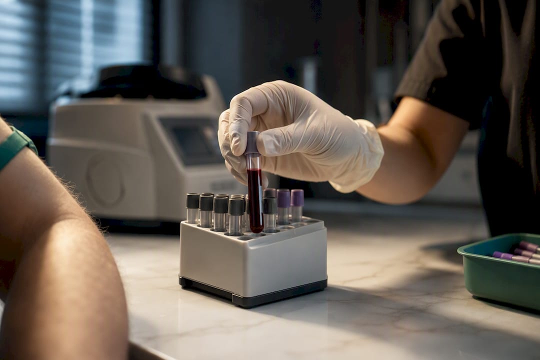 Blood sample prepared for vitamin deficiency testing